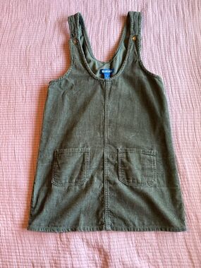 Blue Spice Olive Corduroy Overall Dress